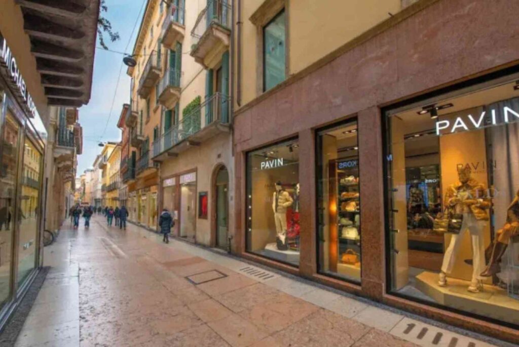 Italy Verona Via Mazzini and old town boutiques